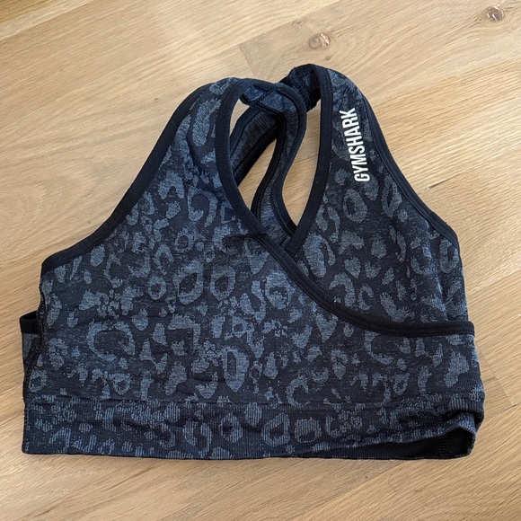 Gymshark Charcoal Leopard Sports Bra - Picture 1 of 5